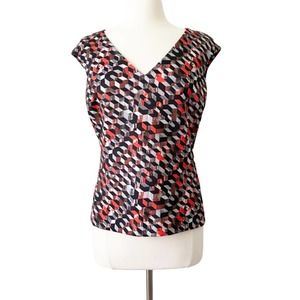Italian made Per Una Speziale Marks & Spencer Abstract Cap Sleeve Top Size 8
